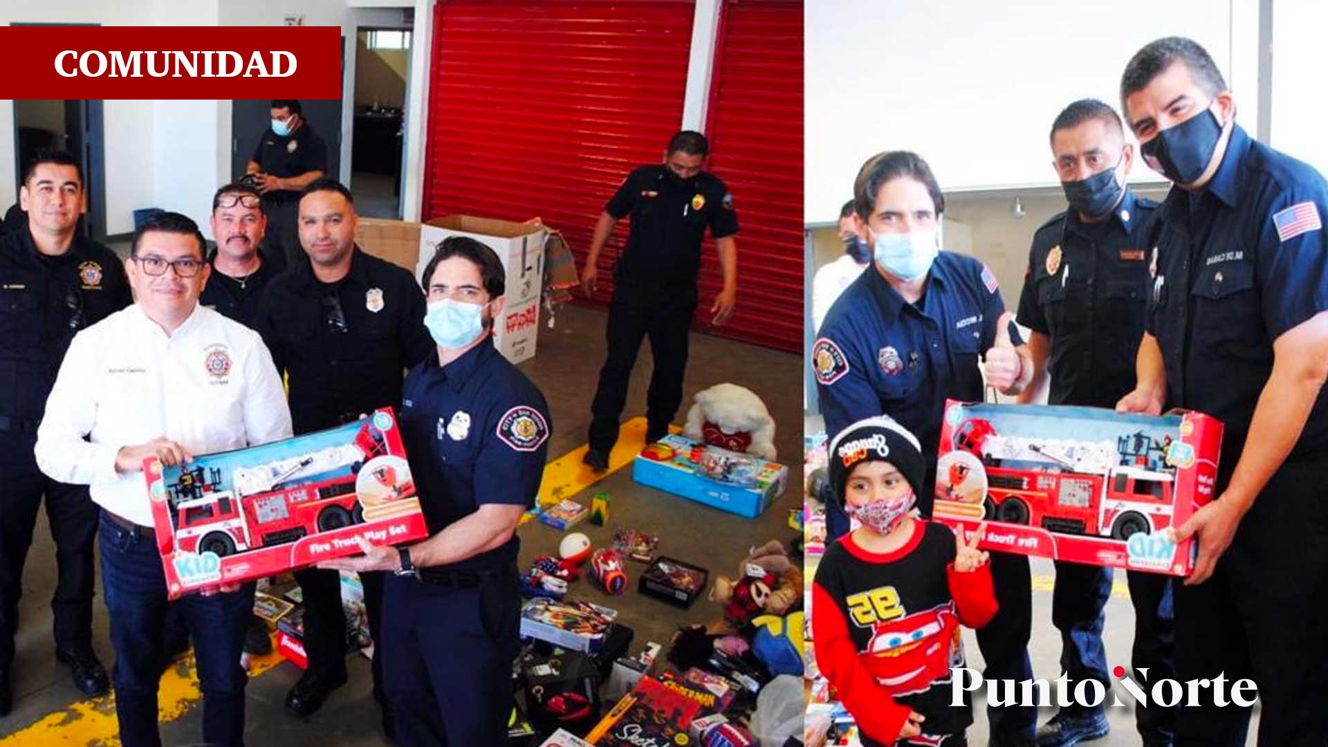 Bomberos de San Diego regalan juguetes a niños de Natura - Punto Norte